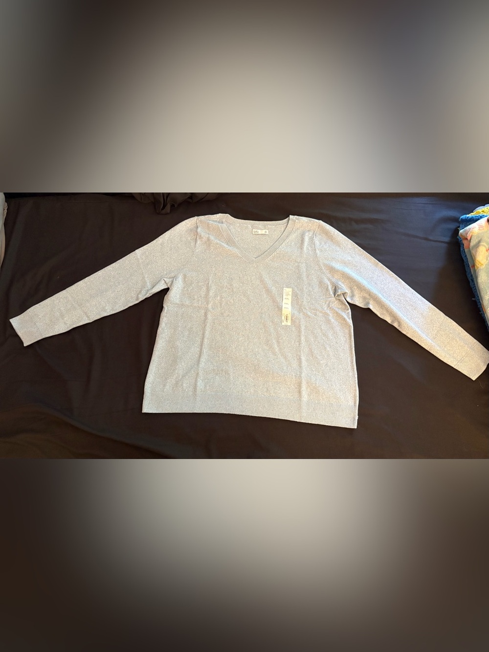 Women’s Croft & Barrow The Super Soft V‑Neck Sweater in Heather Blue size XXL